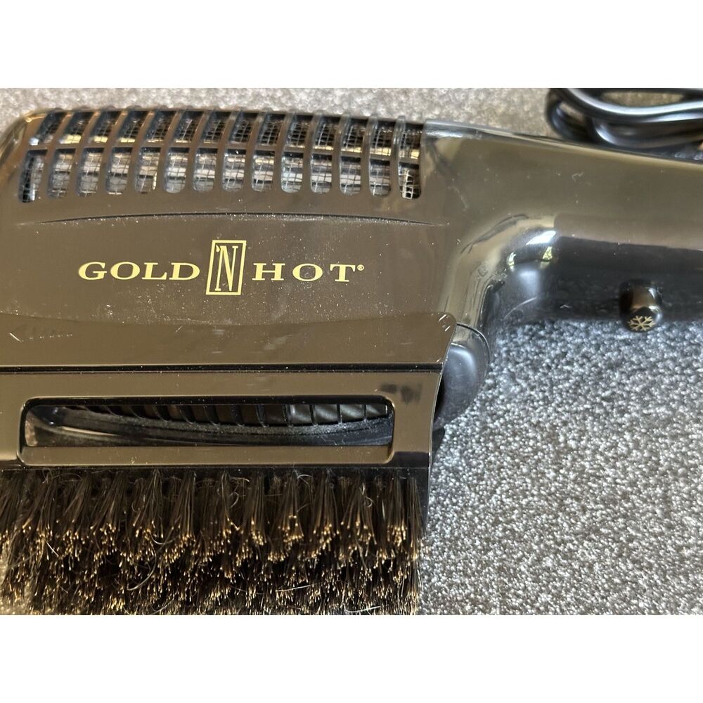 Gold N Hot Ionic Dryer Brush Styler Dual Voltage 125 250V Black Attachment
